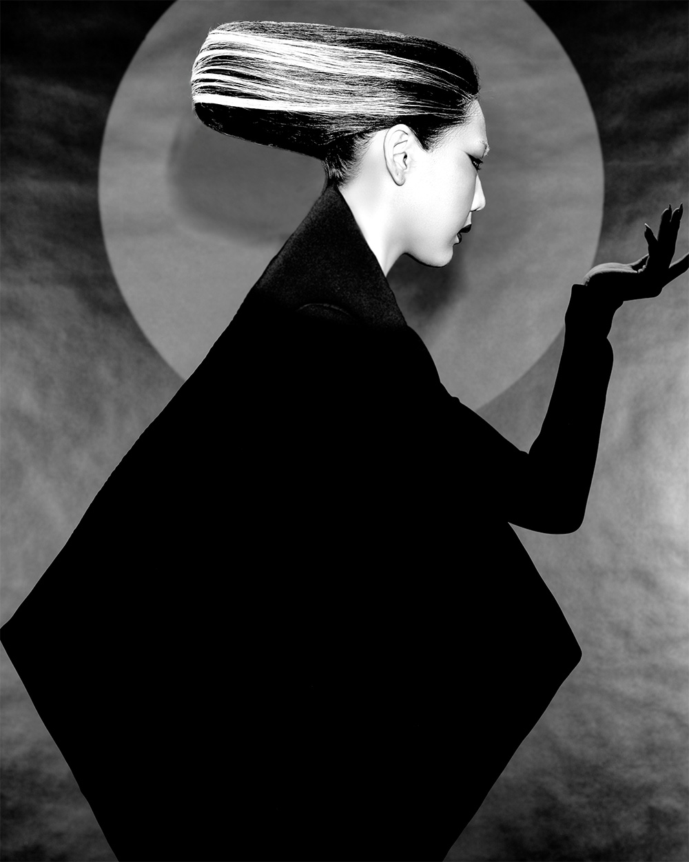 Sculpted Black and White Updo - Viktoriia Vradii - Monochrome Edge Collection